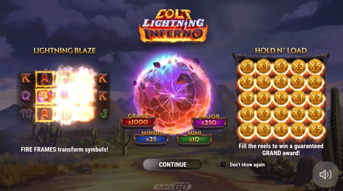 Colt Lightning Inferno のメイン画面
